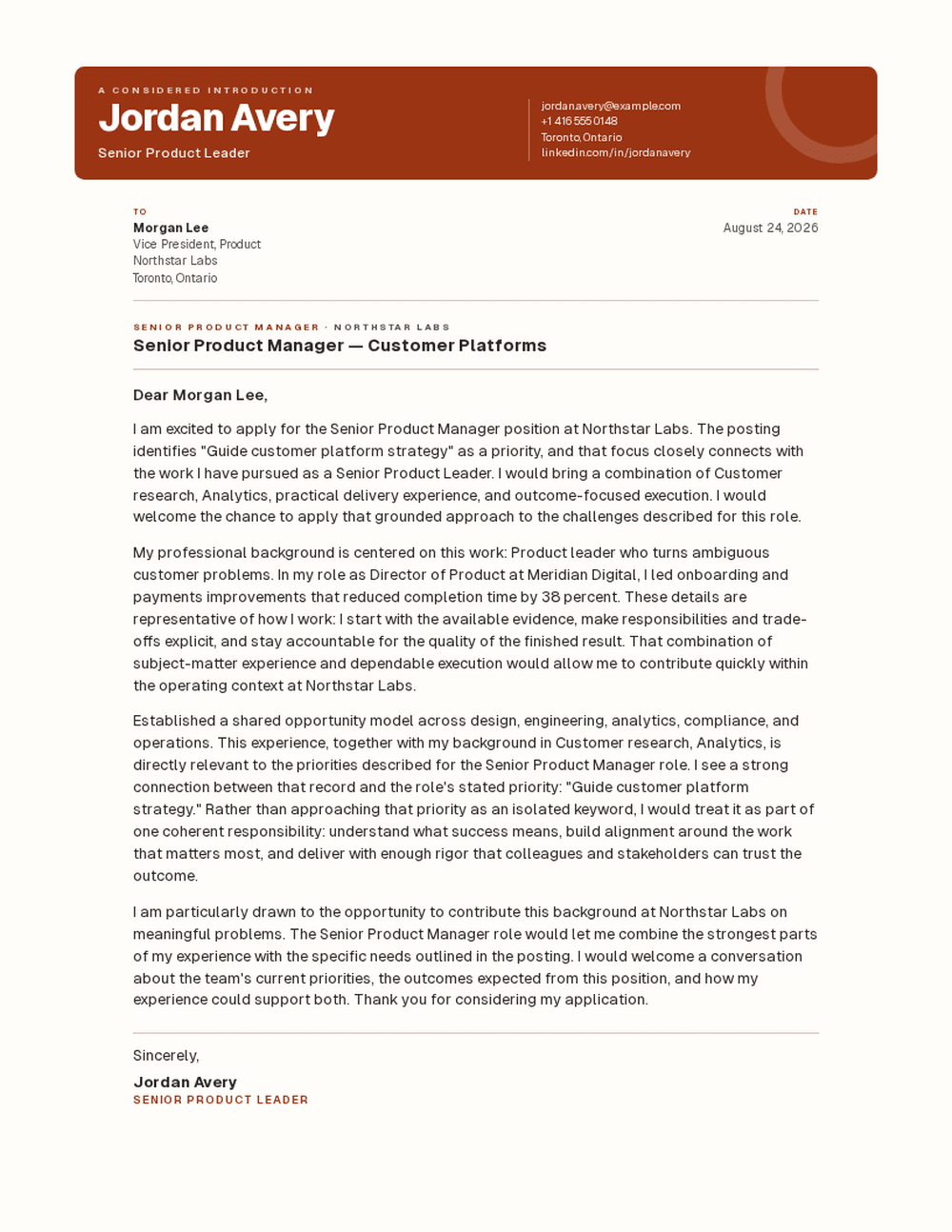 Beacon cover letter template preview