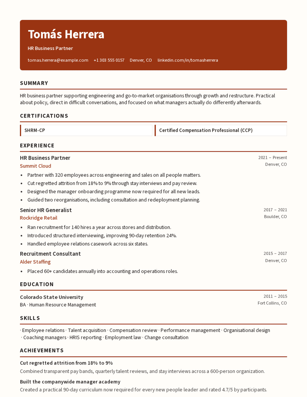 Beacon resume template preview