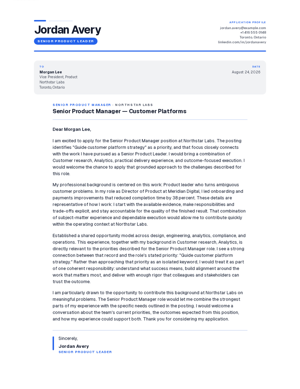 Modern cover letter template preview