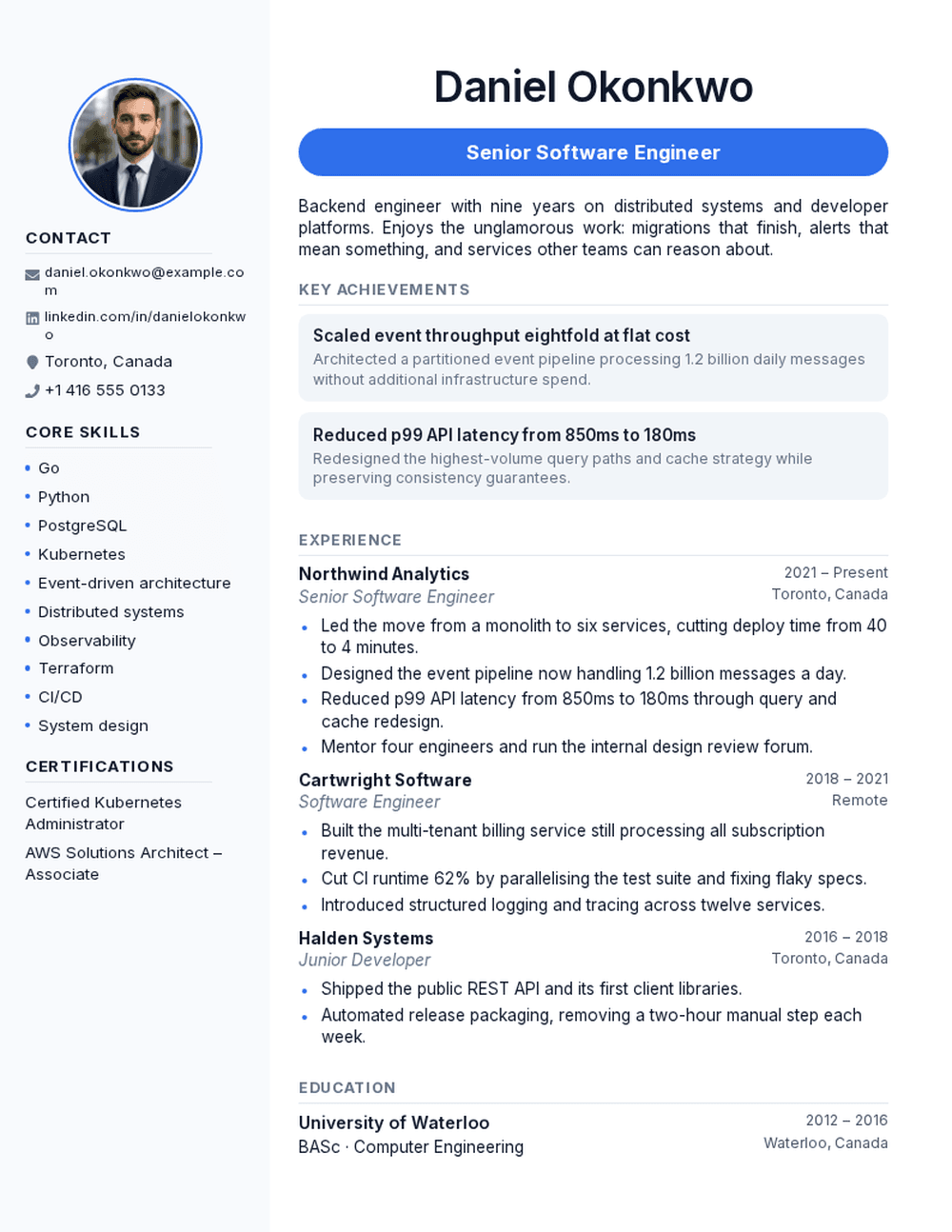 Modern resume template preview