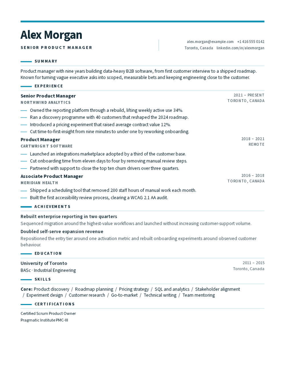 Signal resume template preview