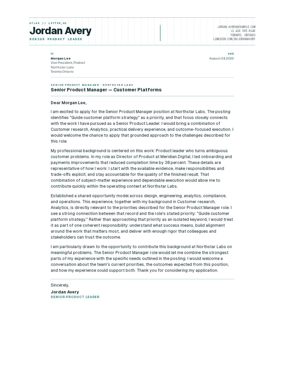 Atlas cover letter template preview
