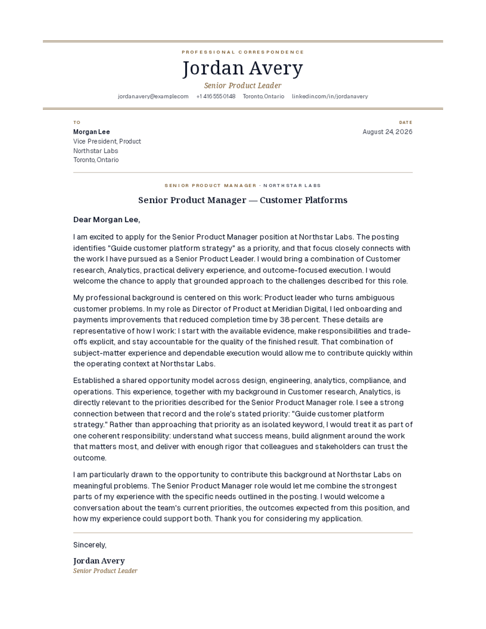 Executive cover letter template preview