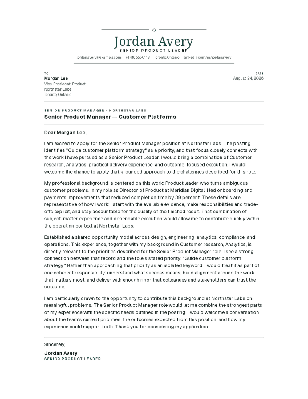 Meridian cover letter template preview