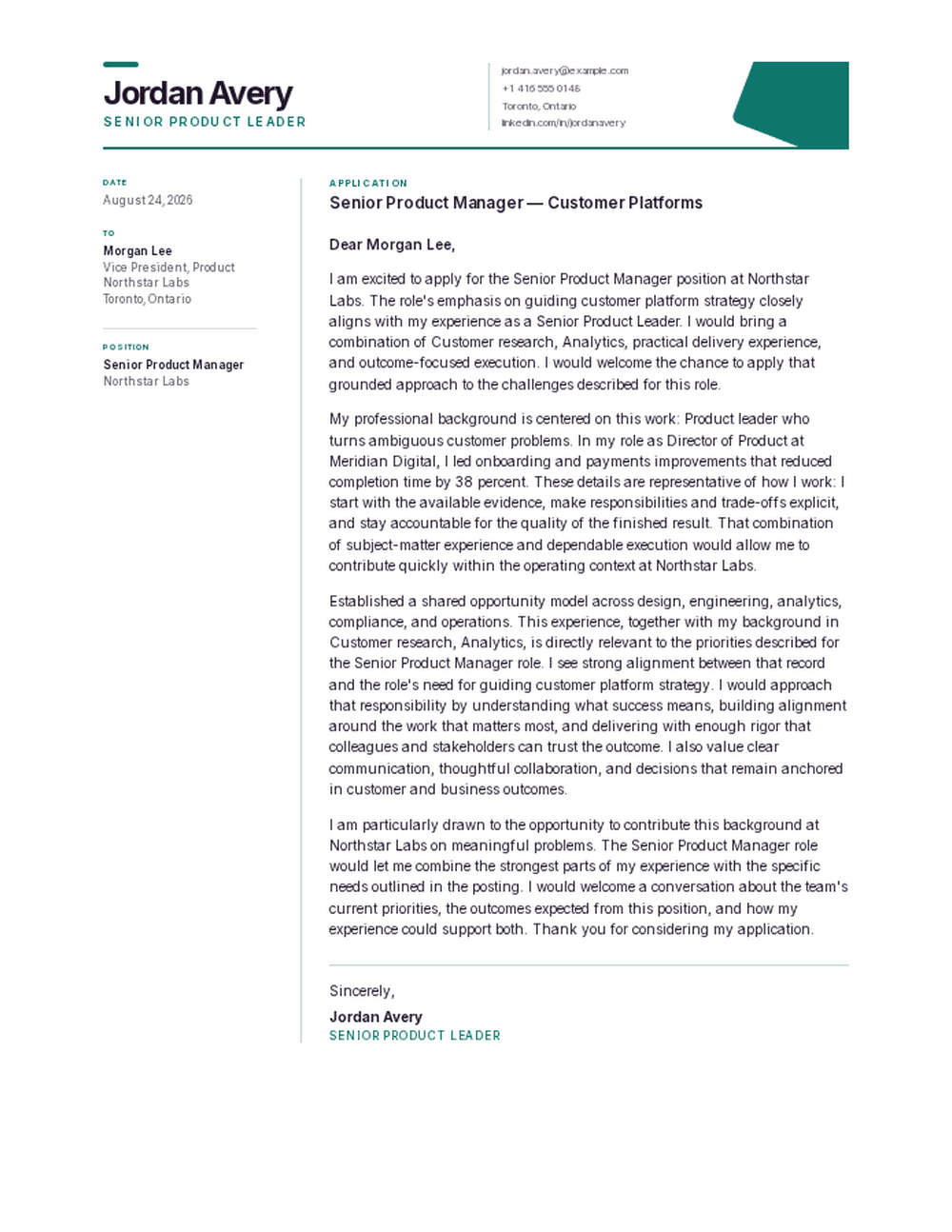 Prism cover letter template preview
