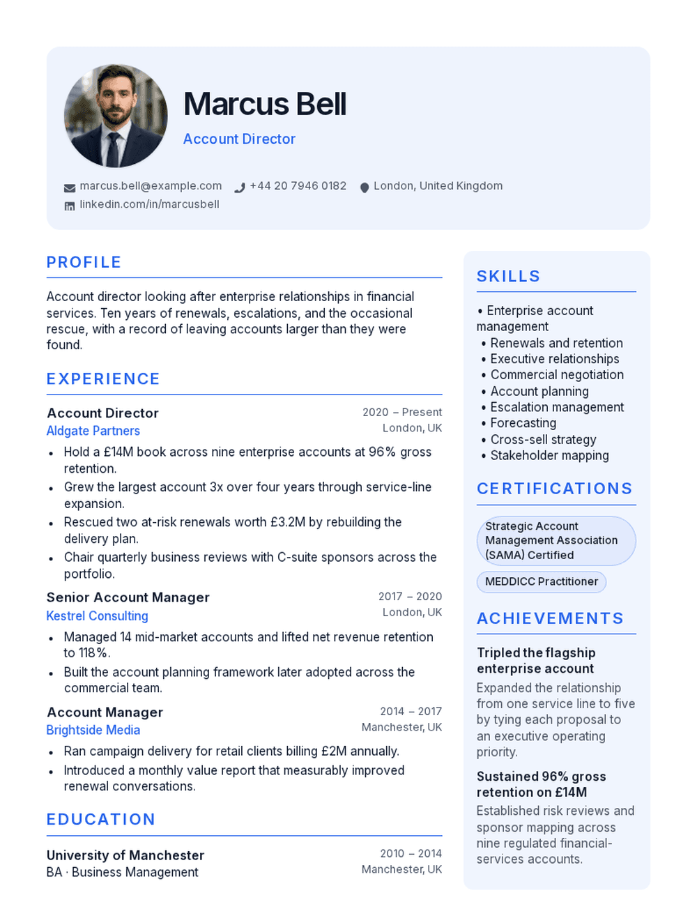 Spotlight resume template preview